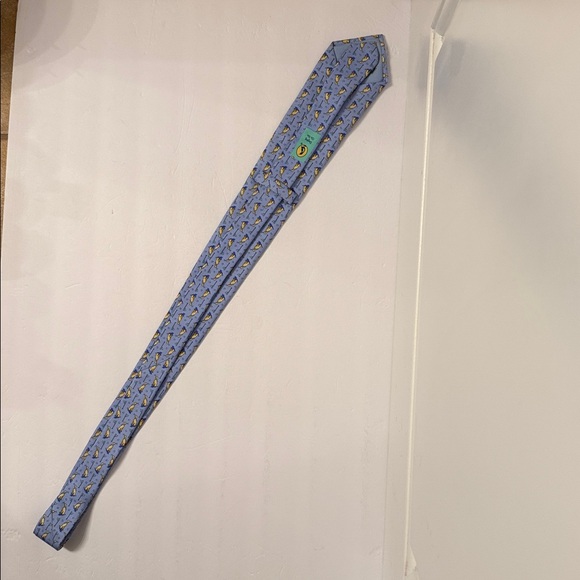 BIRD DOG BAY MENS TIE ACCESSORY DOG AND GOLF THEME BLUE YELLOW SILK USA HANDMADE - Picture 4 of 7